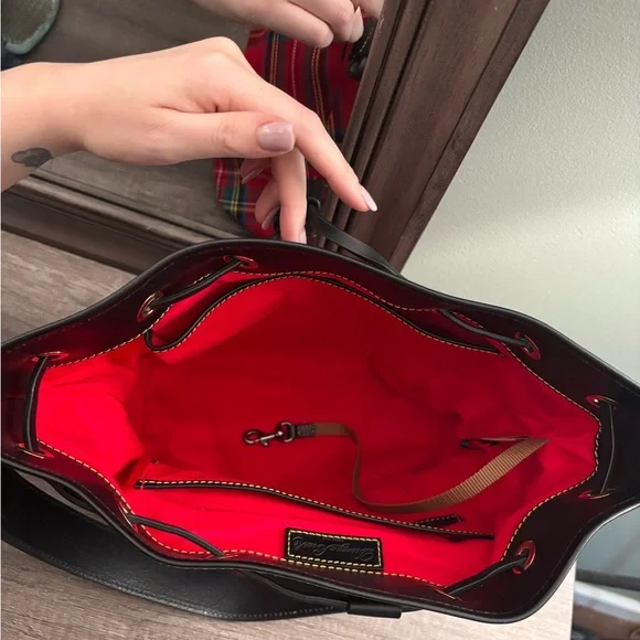 Dooney & Bourke Red Tartan Plaid Women's Bucket Bag - Picture 3 of 9